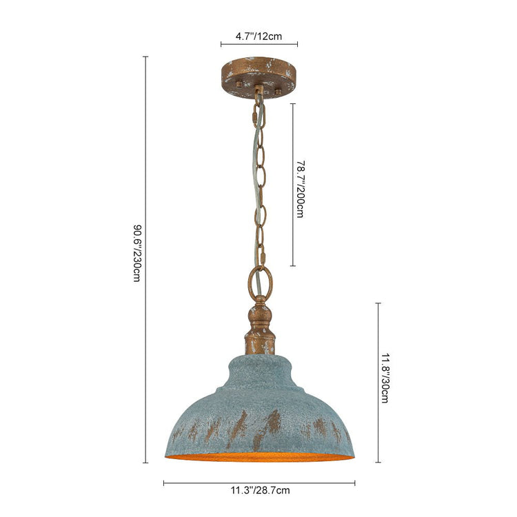 Suspension Salle à Manger Dôme en Métal Bleu 40 cm