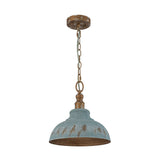 Suspension Salle à Manger Dôme en Métal Bleu 40 cm