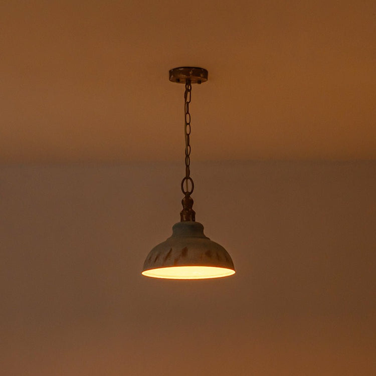 Suspension Salle à Manger Dôme en Métal Bleu 40 cm