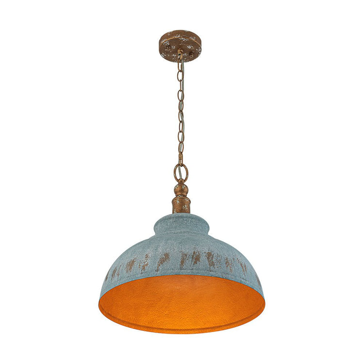 Suspension Salle à Manger Dôme en Métal Bleu 40 cm