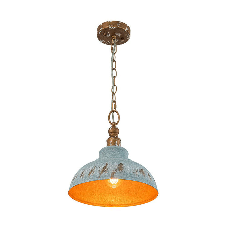 Suspension Salle à Manger Dôme en Métal Bleu 40 cm
