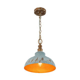 Suspension Salle à Manger Dôme en Métal Bleu 40 cm
