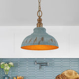 Suspension Salle à Manger Dôme en Métal Bleu 40 cm