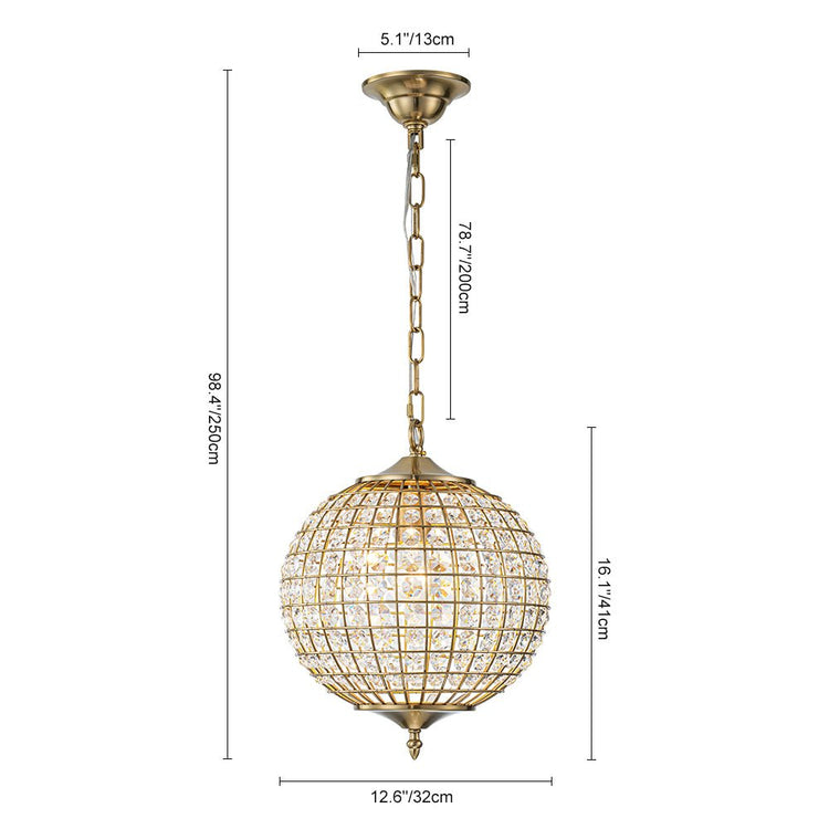 Lustre Salon Sphère en Cristal 32 cm