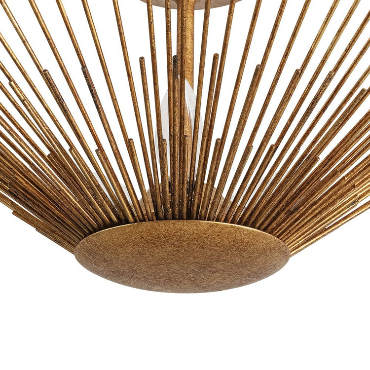 Lustre Salon Soleil en Métal Doré
