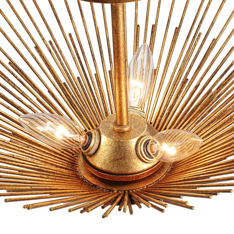 Lustre Salon Soleil en Métal Doré