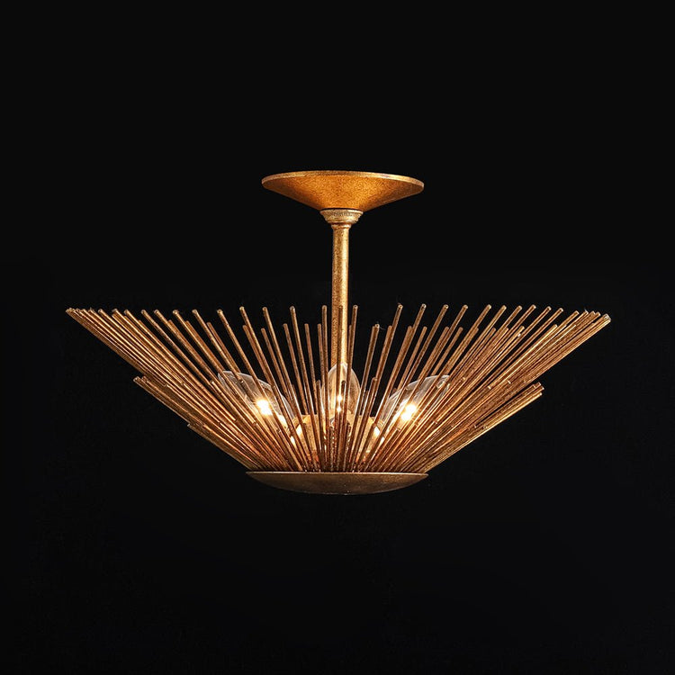 Lustre Salon Soleil en Métal Doré