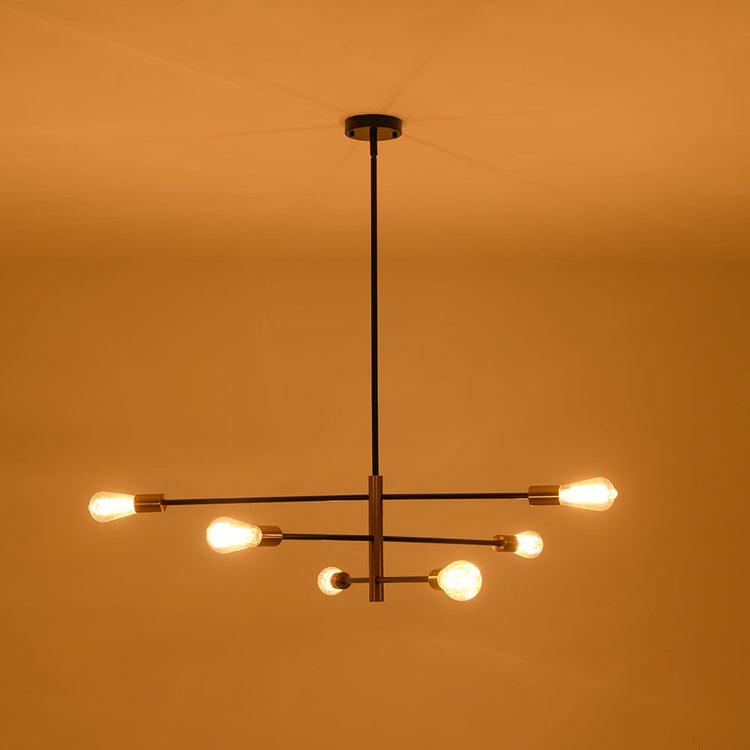 Lustre Salle à Manger Spoutnik en Laiton Noir
