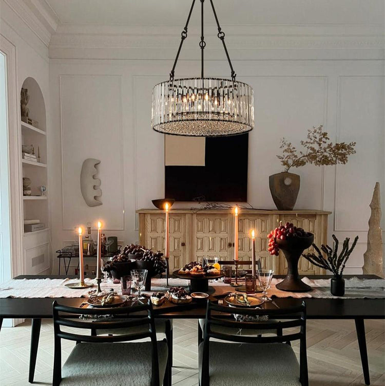 Lustre Salle à Manger en Cristal Noir
