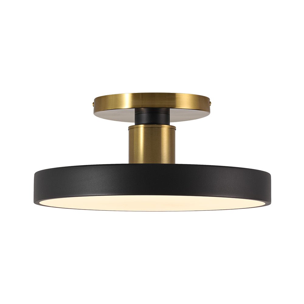 Plafonnier Noir LED Acrylique Tambour Semi-Encastré pour Salle de Bain