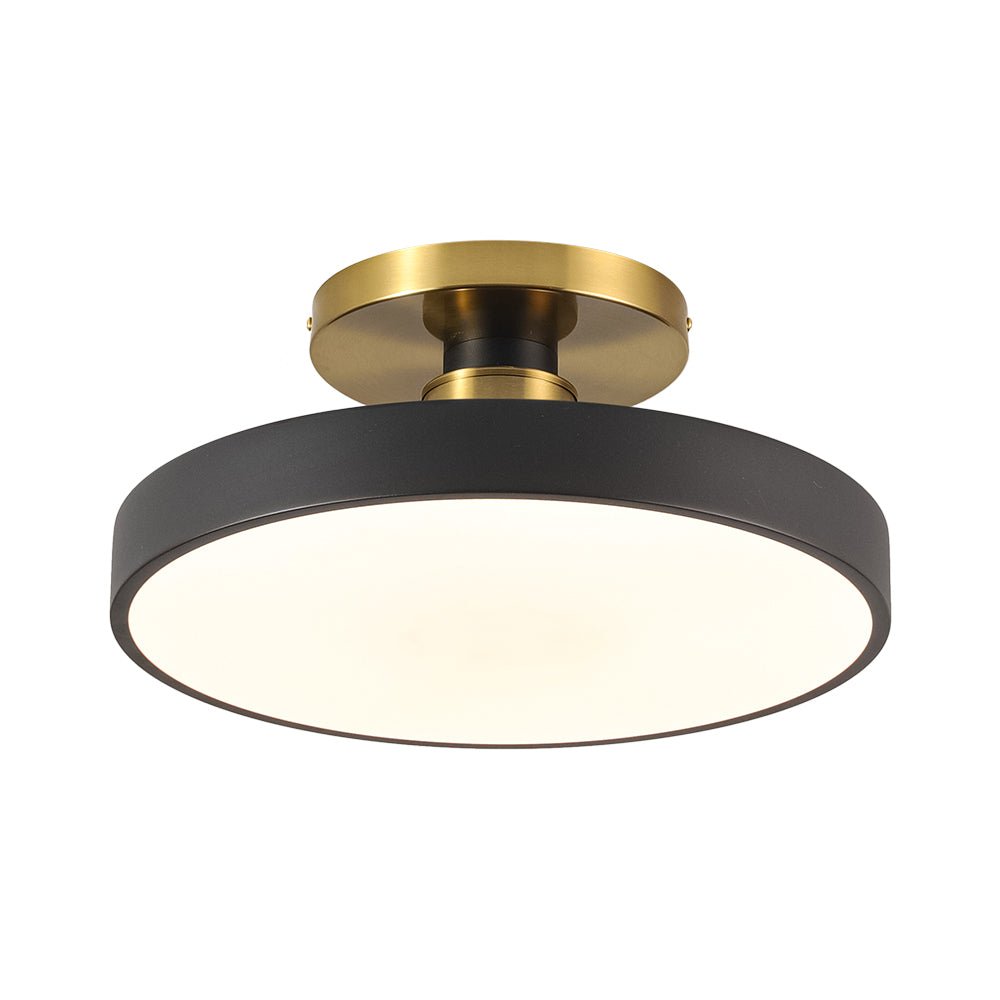 Plafonnier Noir LED Acrylique Tambour Semi-Encastré pour Salle de Bain