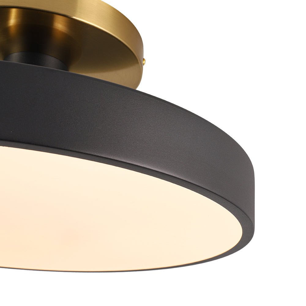 Plafonnier Noir LED Acrylique Tambour Semi-Encastré pour Salle de Bain