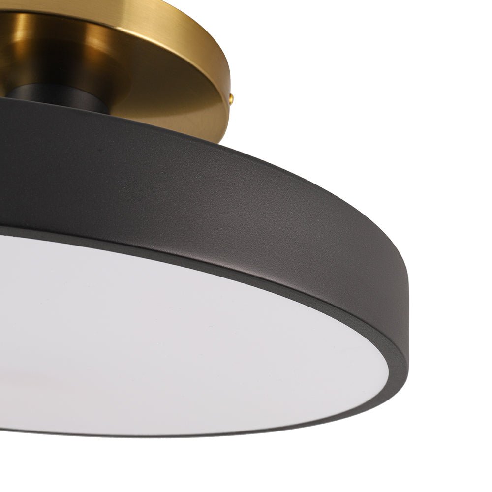 Plafonnier Noir LED Acrylique Tambour Semi-Encastré pour Salle de Bain