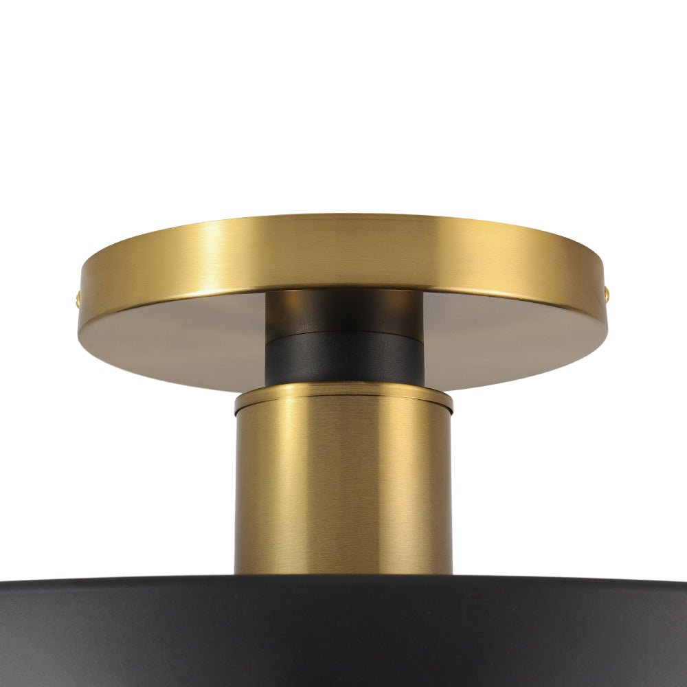 Plafonnier Noir LED Acrylique Tambour Semi-Encastré pour Salle de Bain