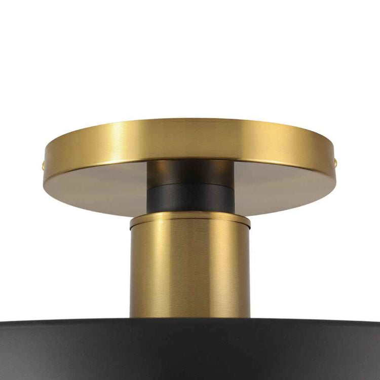 Garniture de plafond laiton et tige noire du plafonnier LED