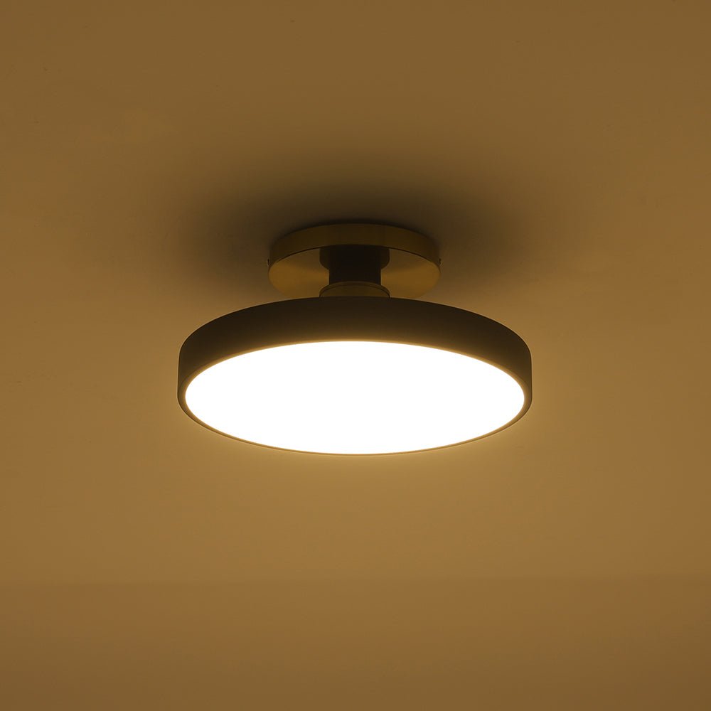 Plafonnier Noir LED Acrylique Tambour Semi-Encastré pour Salle de Bain