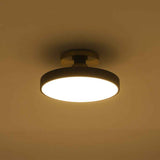 Plafonnier LED noir avec diffuseur acrylique rond, monture semi-encastrée