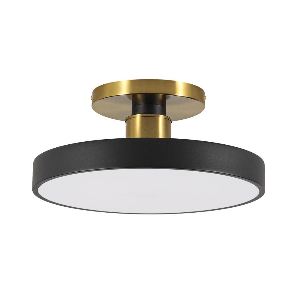 Plafonnier Noir LED Acrylique Tambour Semi-Encastré pour Salle de Bain