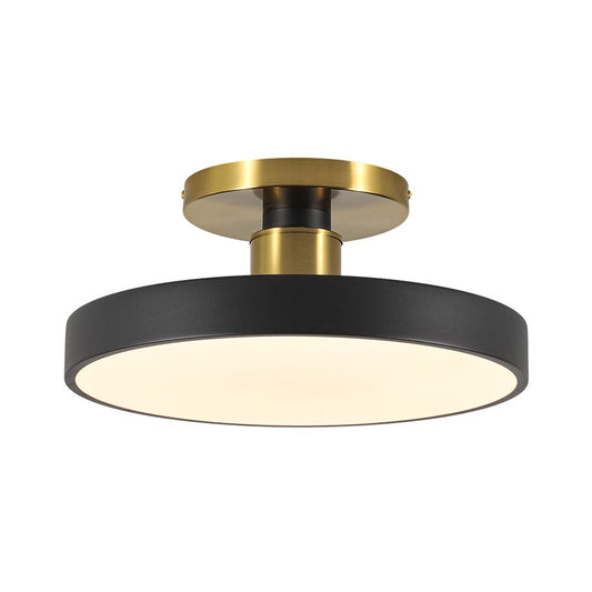 Plafonnier Noir LED Acrylique Tambour Semi-Encastré pour Salle de Bain