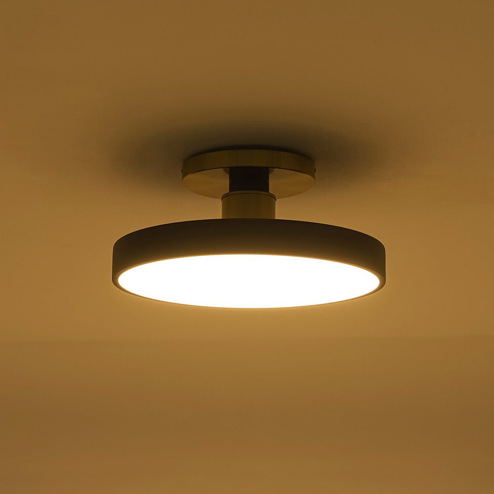 Plafonnier Noir LED Acrylique Tambour Semi-Encastré pour Salle de Bain