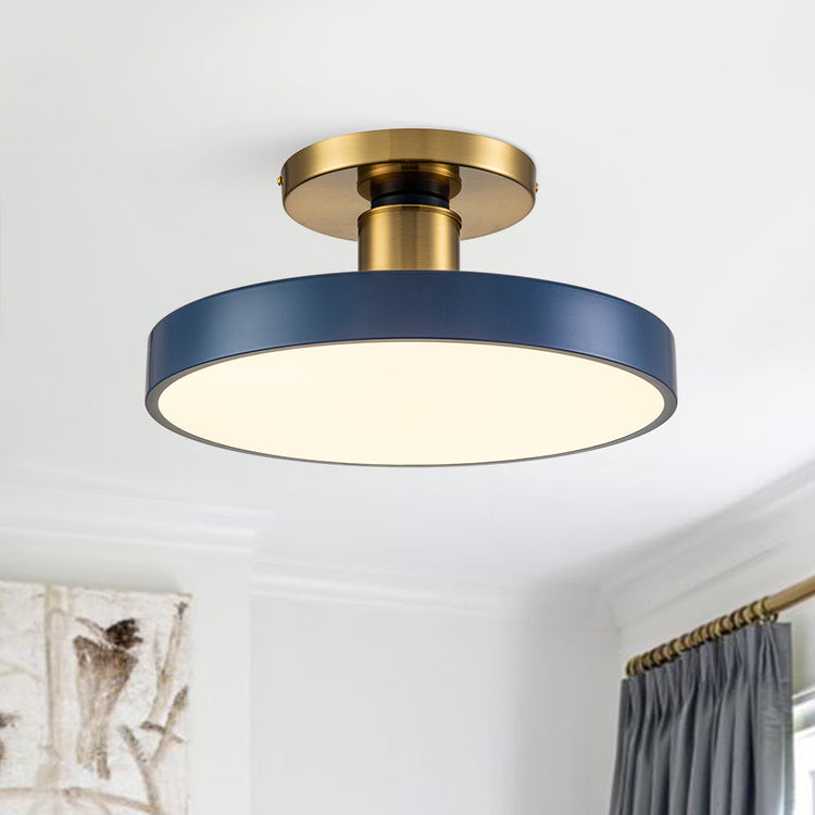 Plafonnier LED Bleu Acrylique Tambour Semi-Encastré pour Salle de Bain