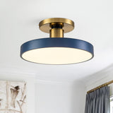 Plafonnier LED Bleu Acrylique Tambour Semi-Encastré pour Salle de Bain
