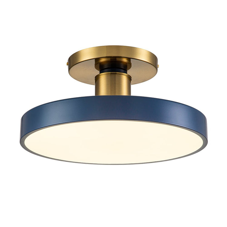 Plafonnier LED Bleu Acrylique Tambour Semi-Encastré pour Salle de Bain