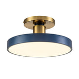 Plafonnier LED Bleu Acrylique Tambour Semi-Encastré pour Salle de Bain
