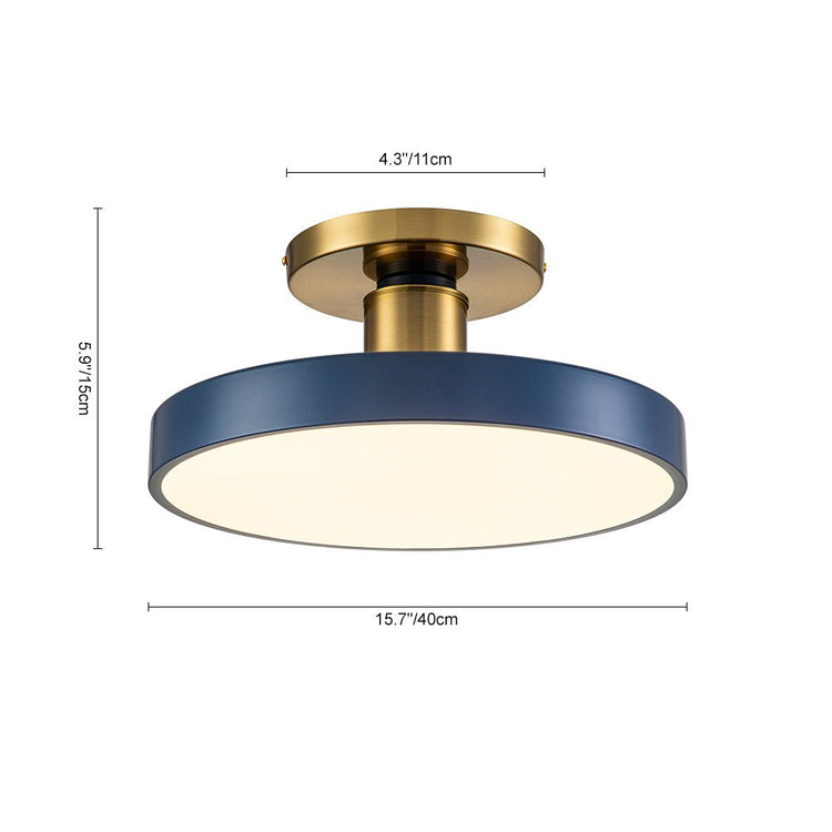 Plafonnier LED Bleu Acrylique Tambour Semi-Encastré pour Salle de Bain