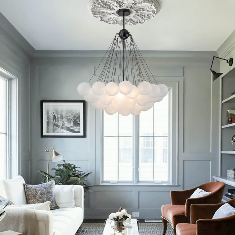 Lustre Salon Boule en Verre 80 cm