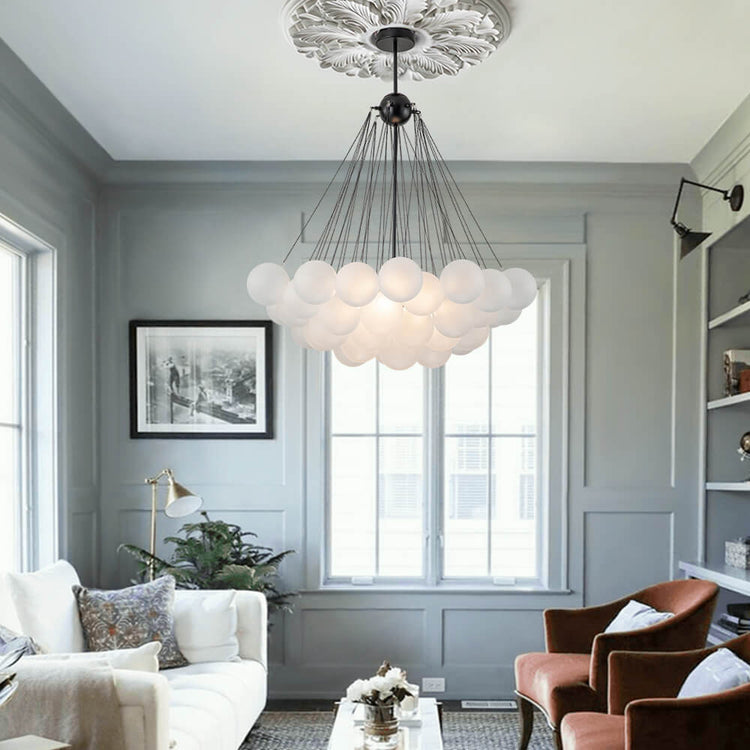 Lustre Salon Boule en Verre 80 cm