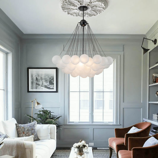 Lustre Salon Boule en Verre 80 cm
