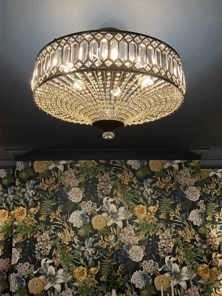 Plafonnier Cristal Taillé Tambour Semi-Encastré pour Cuisine