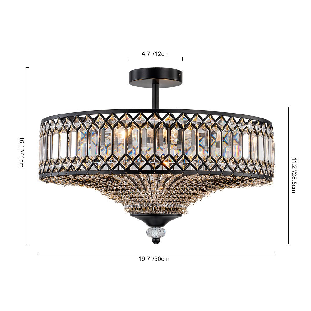 Plafonnier Cristal Taillé Tambour Semi-Encastré pour Cuisine