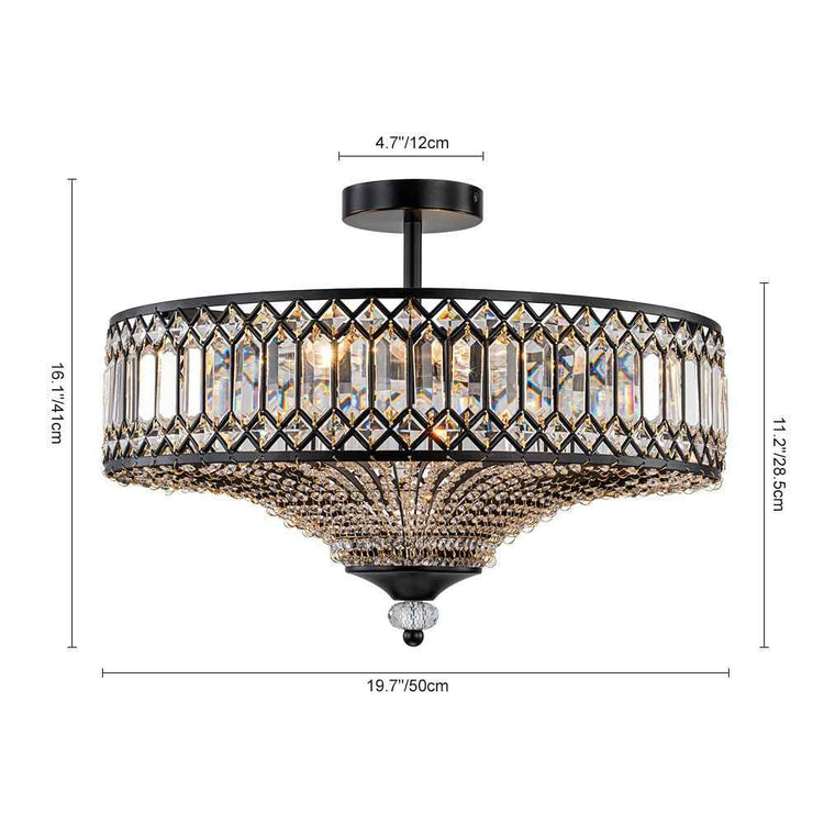 Plafonnier Cristal Taillé Tambour Semi-Encastré pour Cuisine