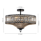 Plafonnier Cristal Taillé Tambour Semi-Encastré pour Cuisine