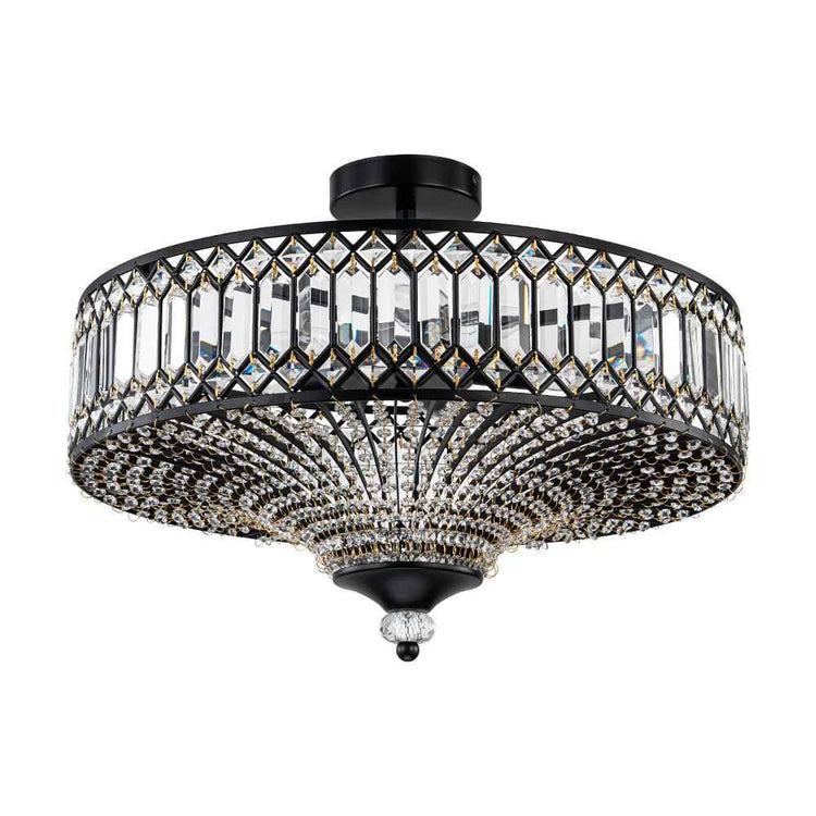 Plafonnier Cristal Taillé Tambour Semi-Encastré pour Cuisine