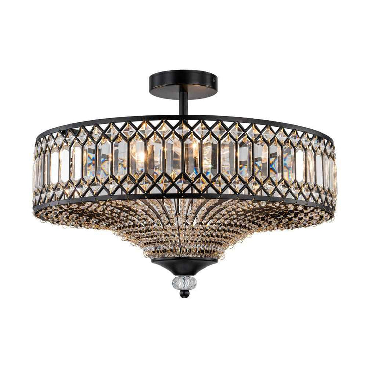 Plafonnier Cristal Taillé Tambour Semi-Encastré pour Cuisine