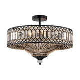 Plafonnier Cristal Taillé Tambour Semi-Encastré pour Cuisine