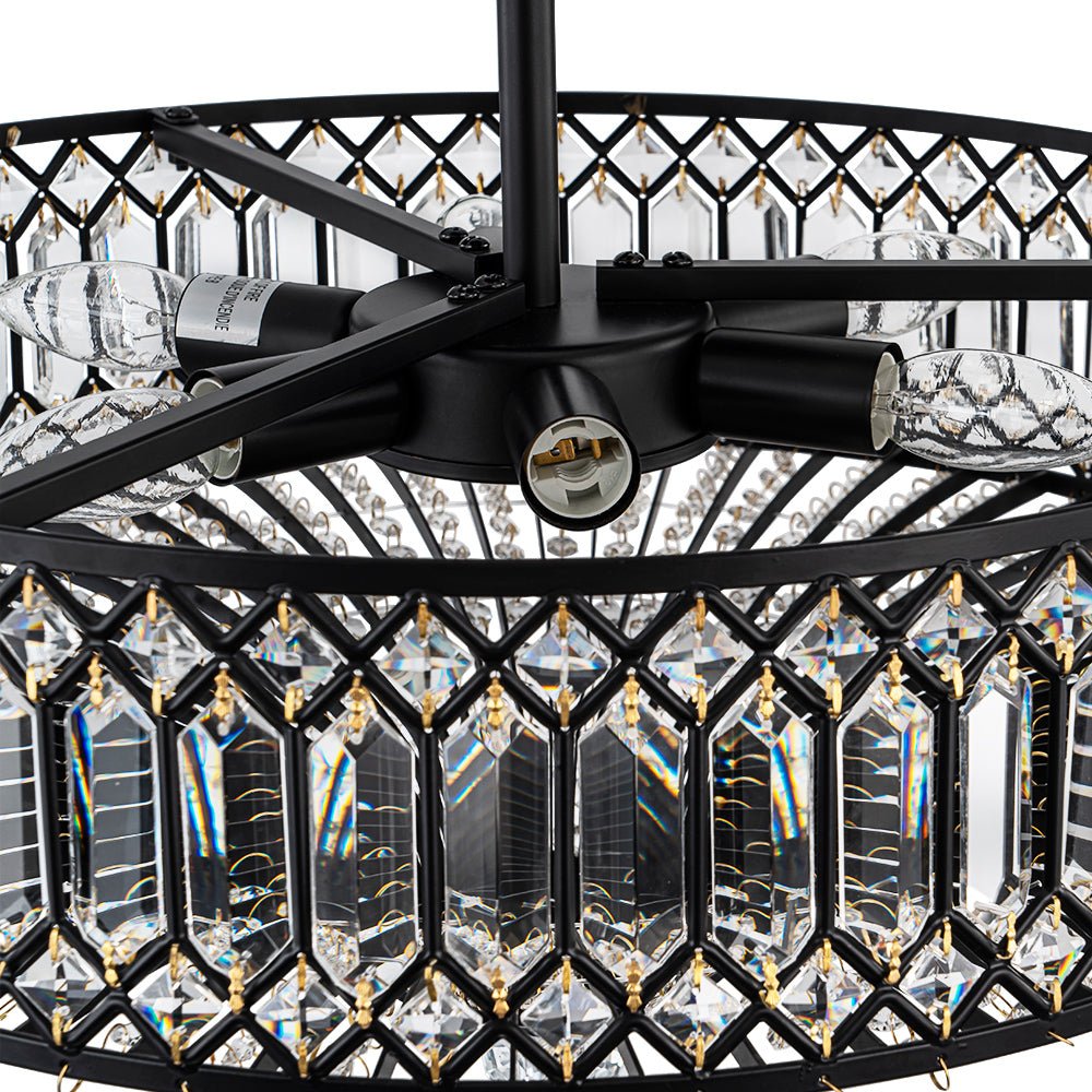 Plafonnier Cristal Taillé Tambour Semi-Encastré pour Cuisine