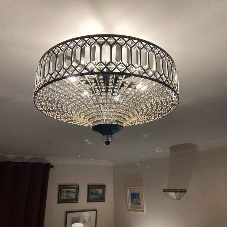 Plafonnier Cristal Taillé Tambour Semi-Encastré pour Cuisine