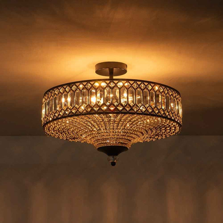 Plafonnier Cristal Taillé Tambour Semi-Encastré pour Cuisine