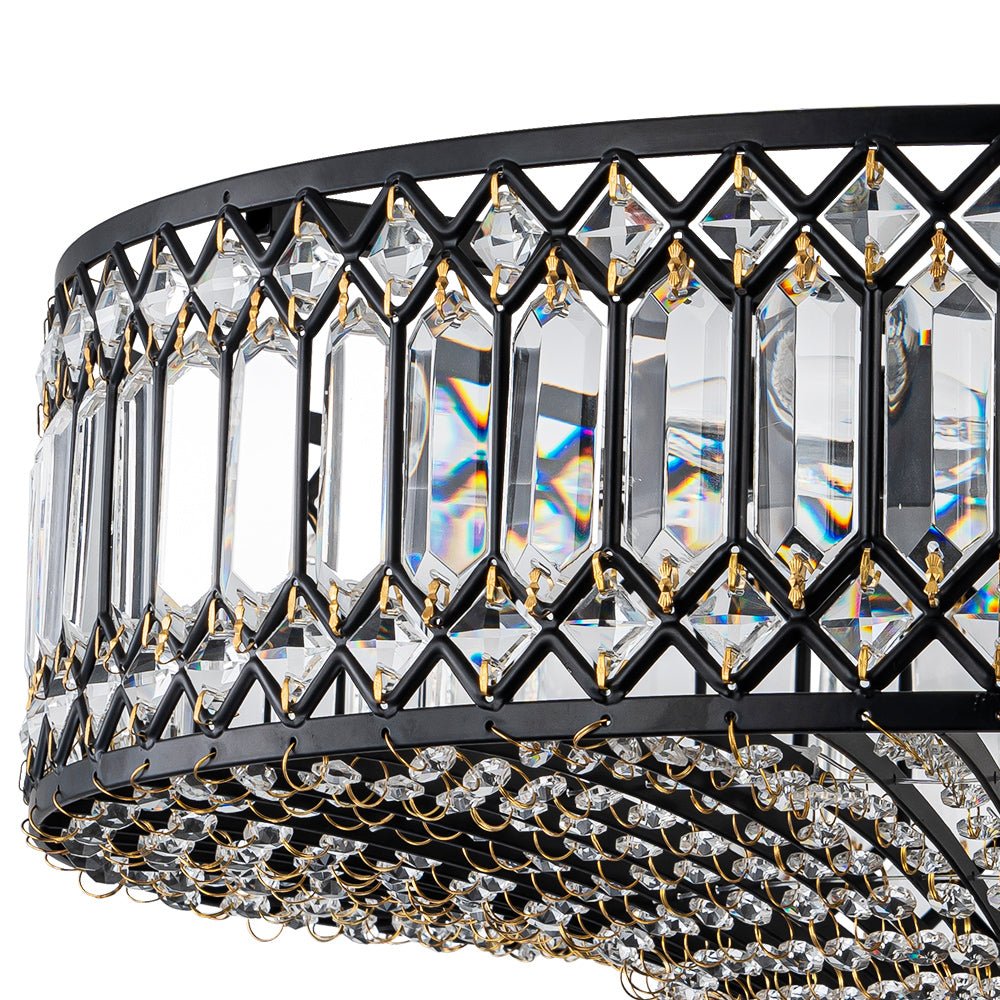 Plafonnier Cristal Taillé Tambour Semi-Encastré pour Cuisine
