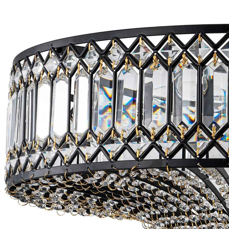 Plafonnier Cristal Taillé Tambour Semi-Encastré pour Cuisine
