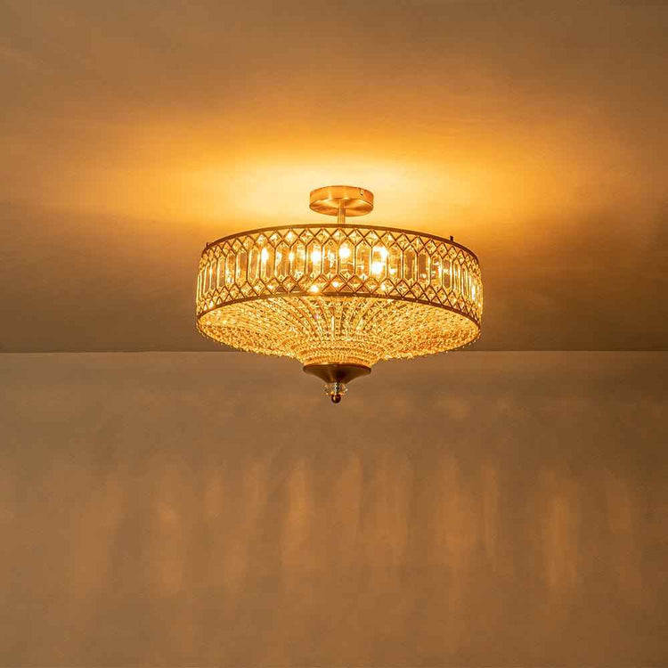 Plafonnier Cristal Taillé Tambour Semi-Encastré pour Cuisine