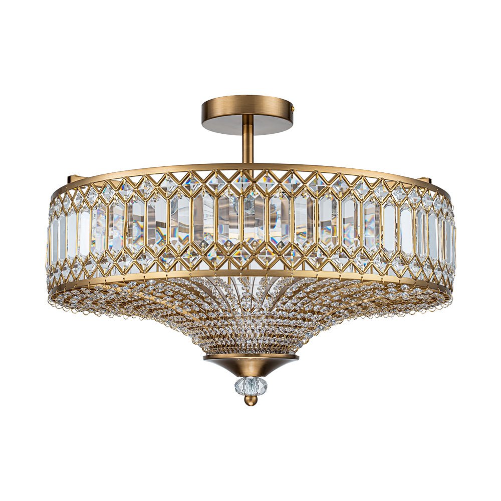 Plafonnier Cristal Taillé Tambour Semi-Encastré pour Cuisine