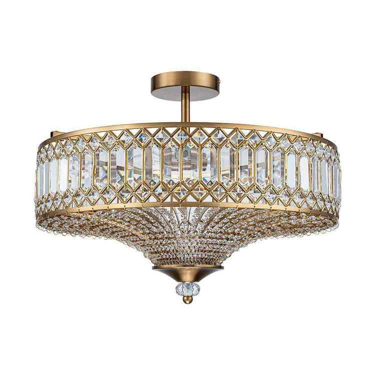 Plafonnier Cristal Taillé Tambour Semi-Encastré pour Cuisine