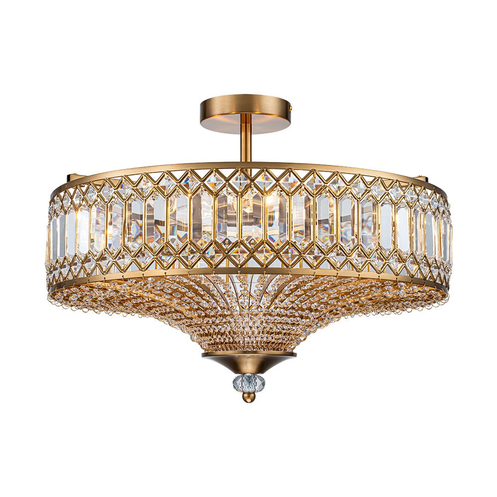 Plafonnier Cristal Taillé Tambour Semi-Encastré pour Cuisine