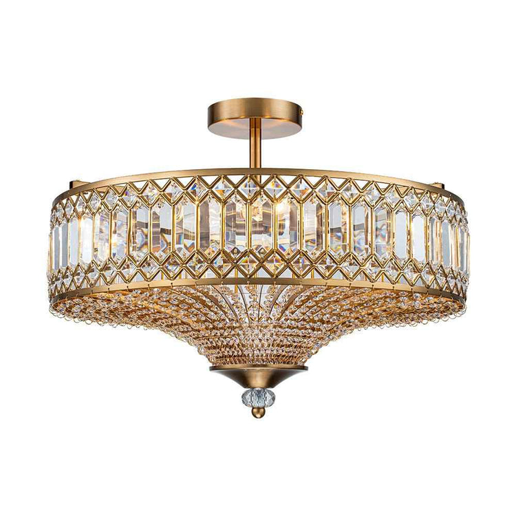 Plafonnier Cristal Taillé Tambour Semi-Encastré pour Cuisine