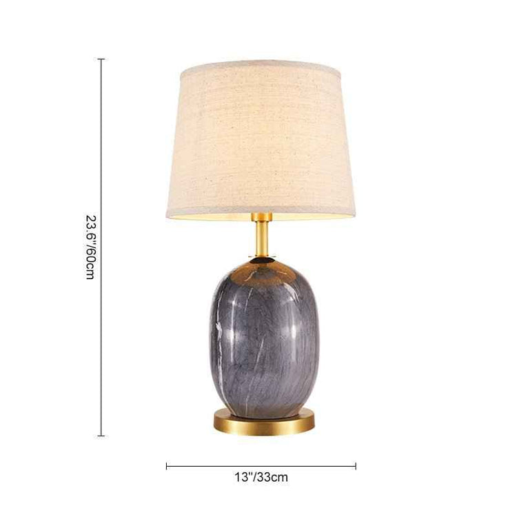 Lampe à poser en céramique gris anthracite, abat-jour en tissu beige